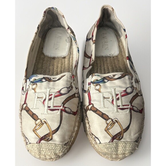 Lauren‎ Ralph Lauren Destini Espadrilles Equestrian Monogram Logo RLR Sz 9.5 B - Picture 1 of 9